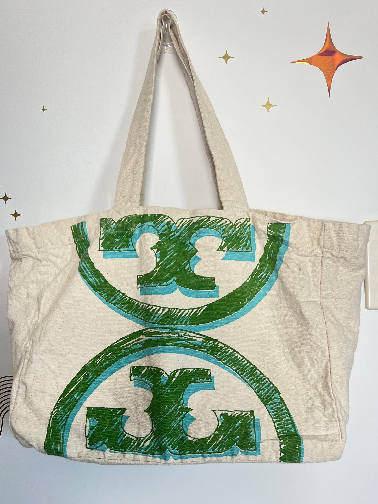 OVERSIZED TORY BURCH CANVAS TOTE BAG