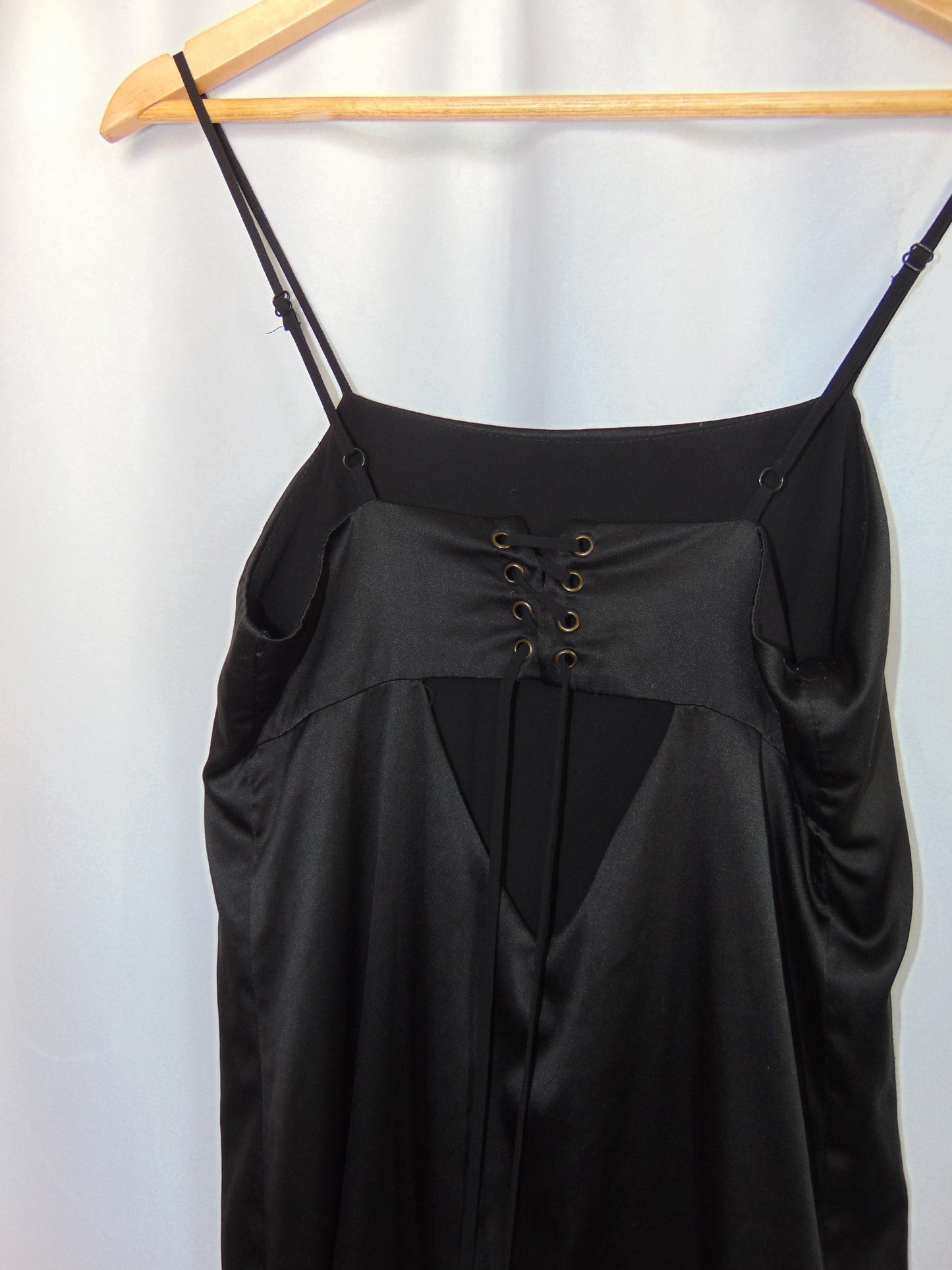 BLACK BACKTIE SLIP DRESS