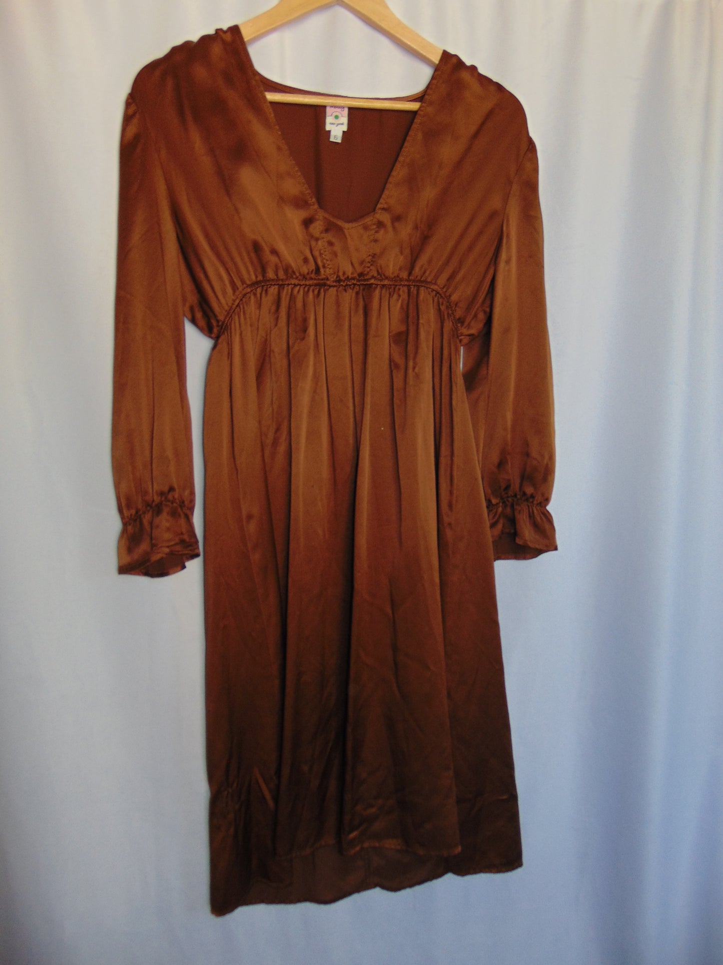 CHOCOLATE BROWN SILK BABYDOLL DRESS