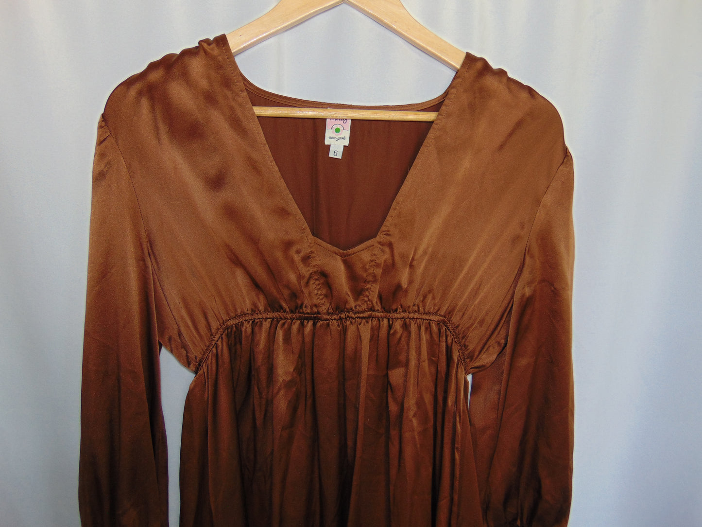 CHOCOLATE BROWN SILK BABYDOLL DRESS