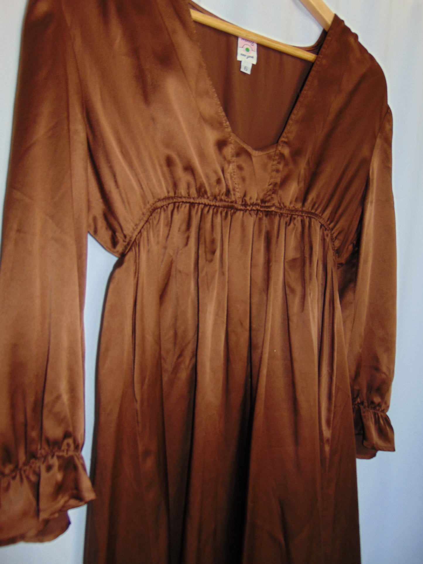 CHOCOLATE BROWN SILK BABYDOLL DRESS