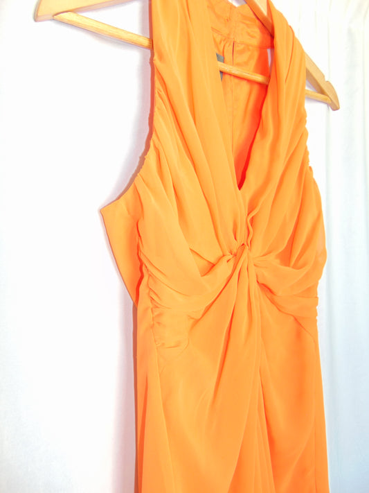 ORANGE HALTER COCKTAIL DRESS