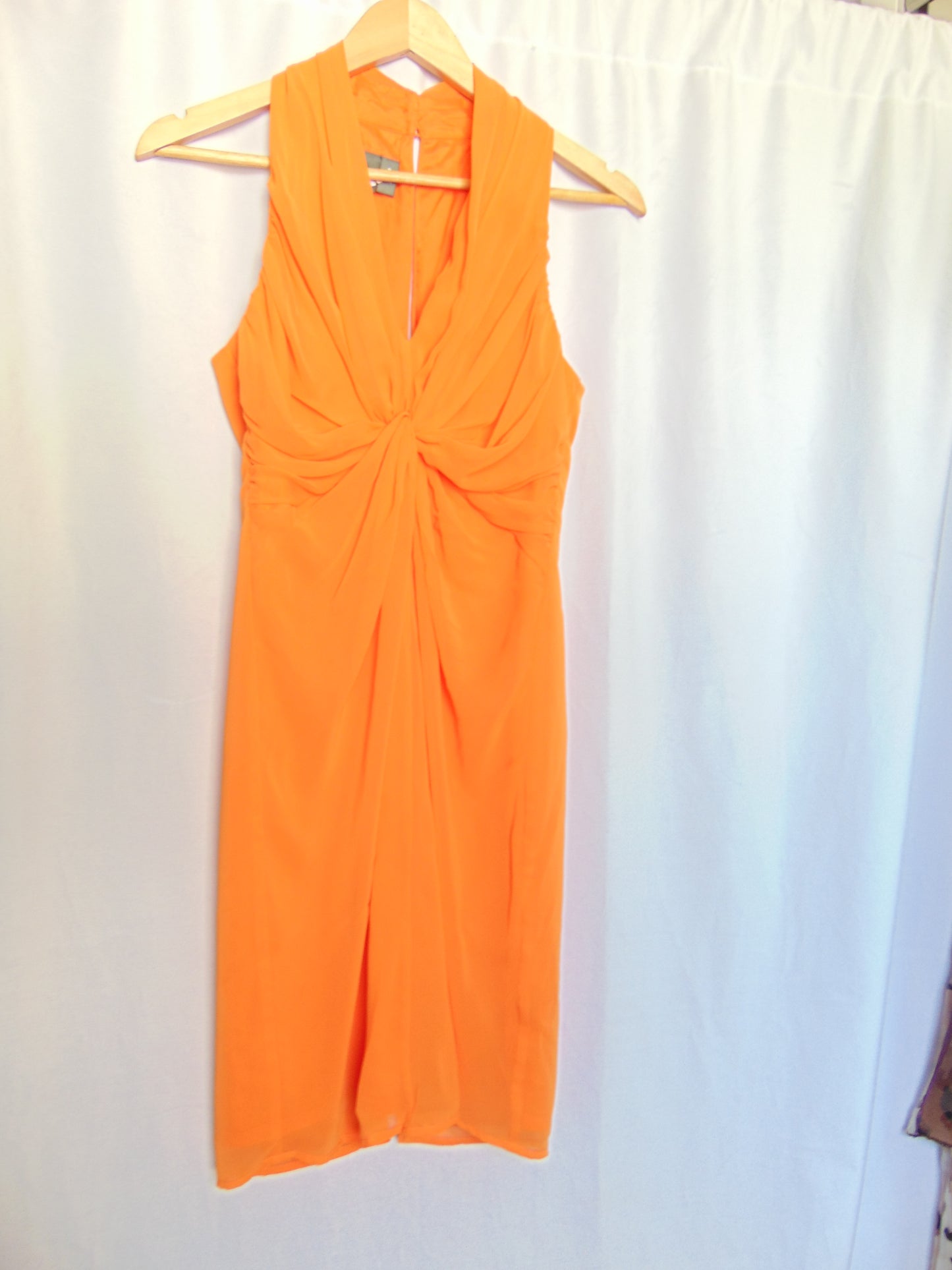 ORANGE HALTER COCKTAIL DRESS