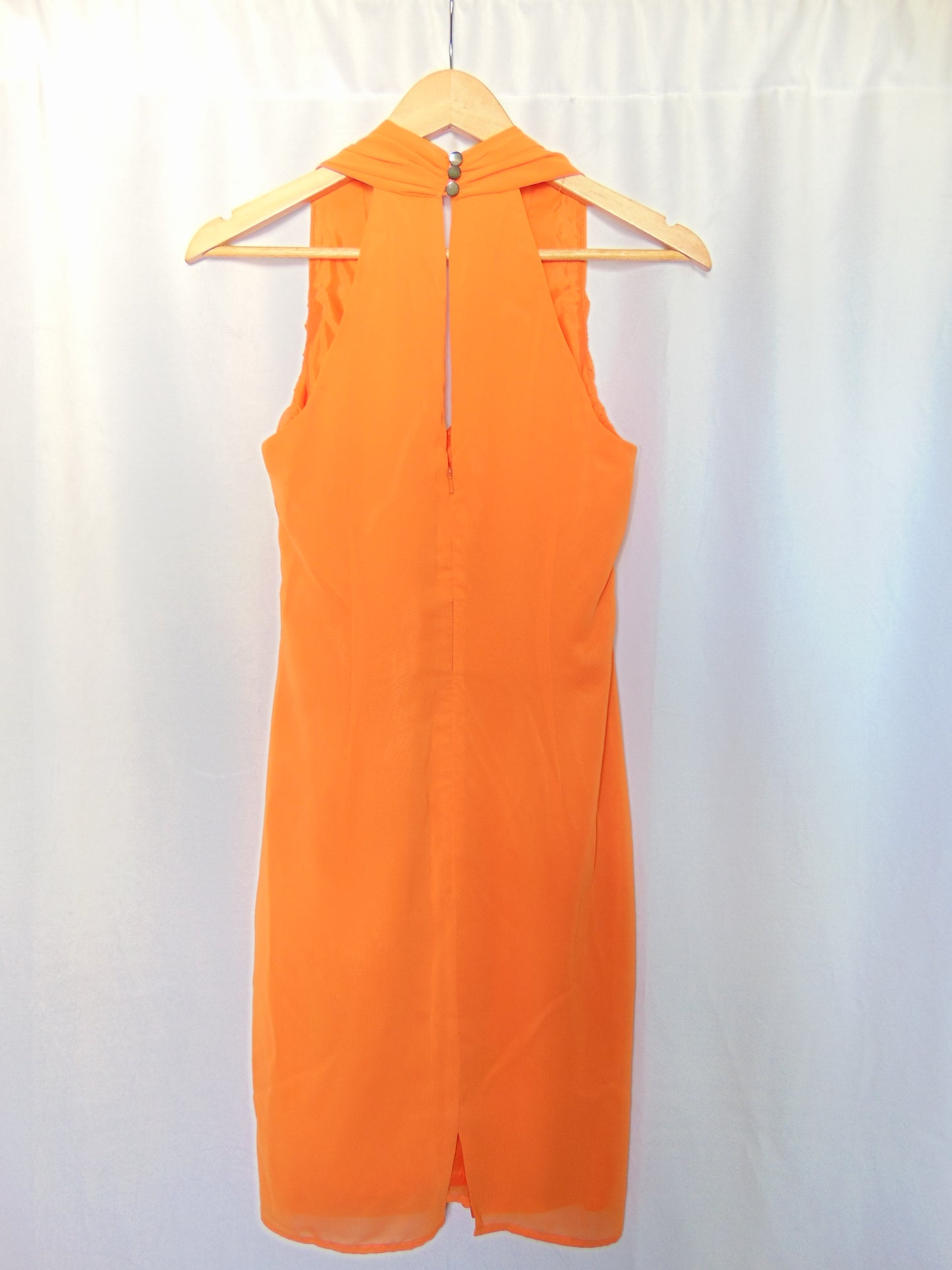 ORANGE HALTER COCKTAIL DRESS