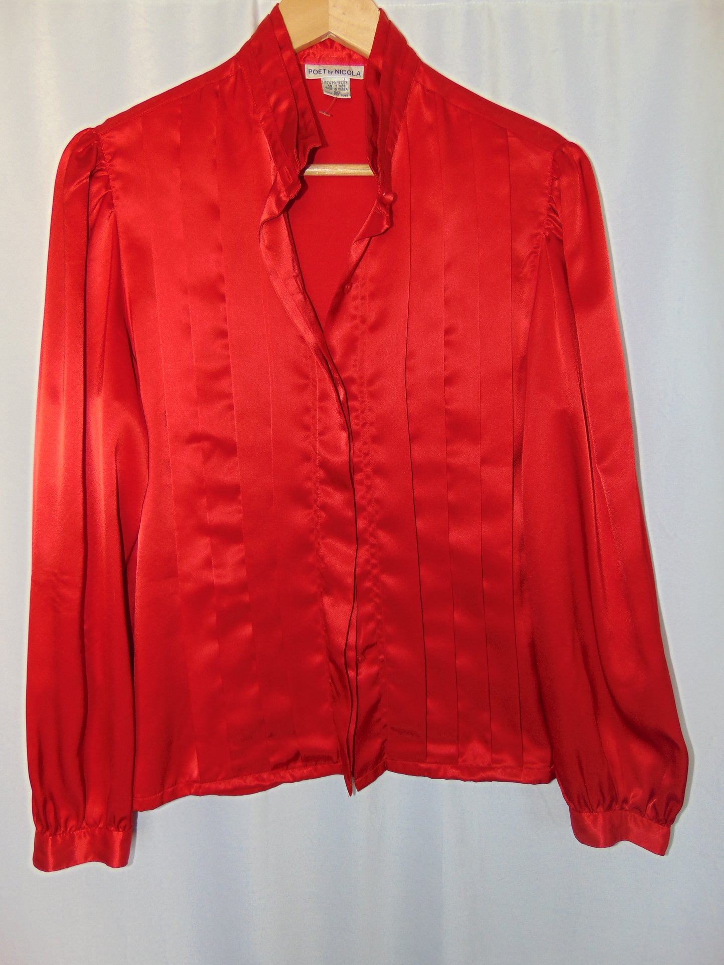 VINTAGE RED RUFFLE BLOUSE