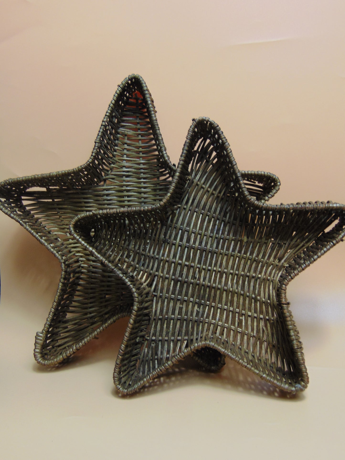 1980's Vintage Wicker Star Nesting Baskets