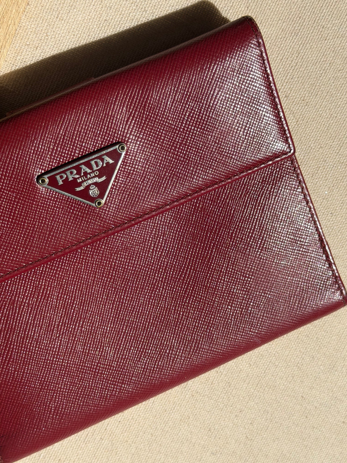 Red Prada Saffiano Leather Wallet