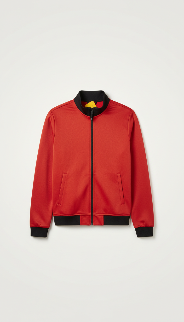 Vermilion Red Polyester Track Jacket