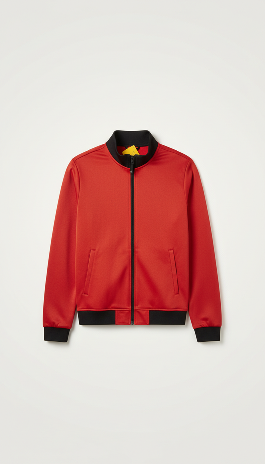 Vermilion Red Polyester Track Jacket