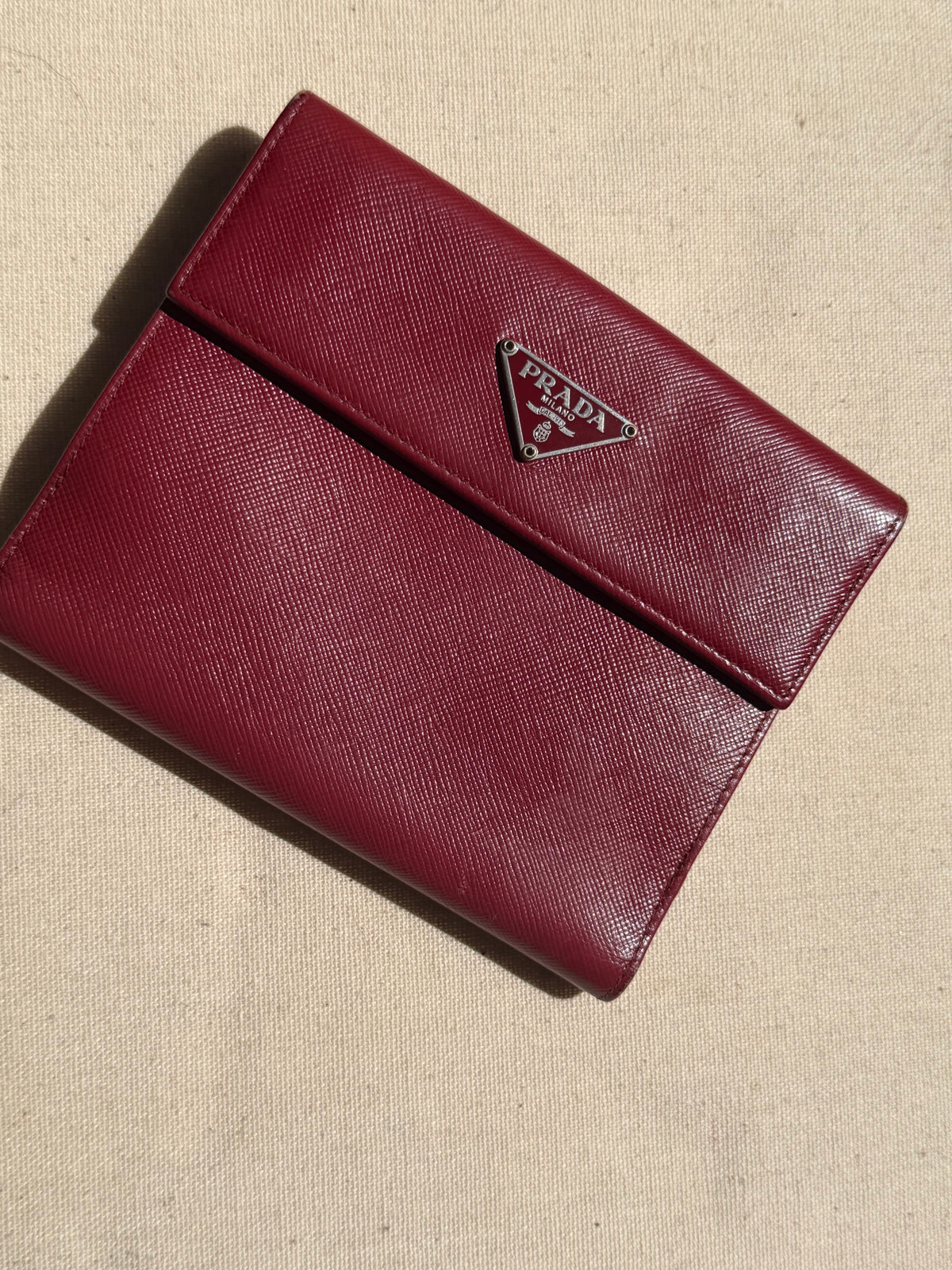 Red Prada Saffiano Leather Wallet
