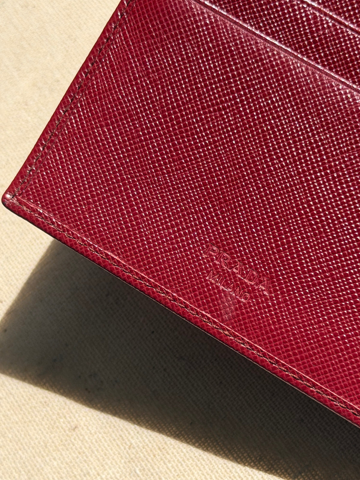 Red Prada Saffiano Leather Wallet