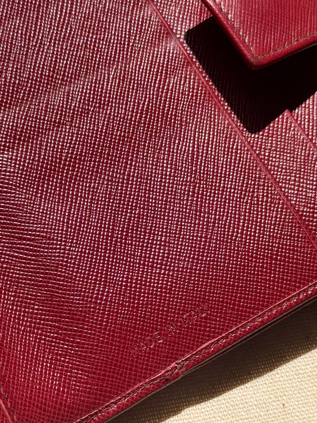Red Prada Saffiano Leather Wallet