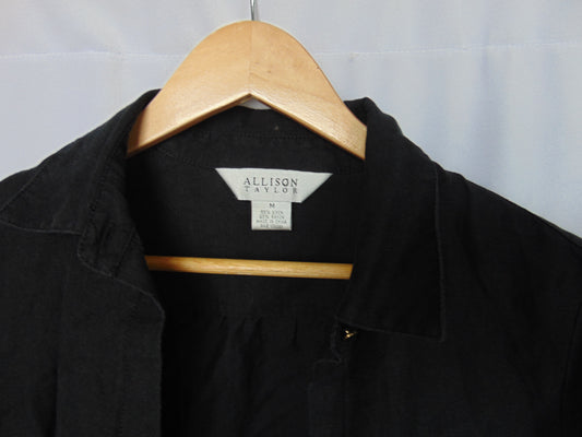 BLACK LINEN BUTTON UP