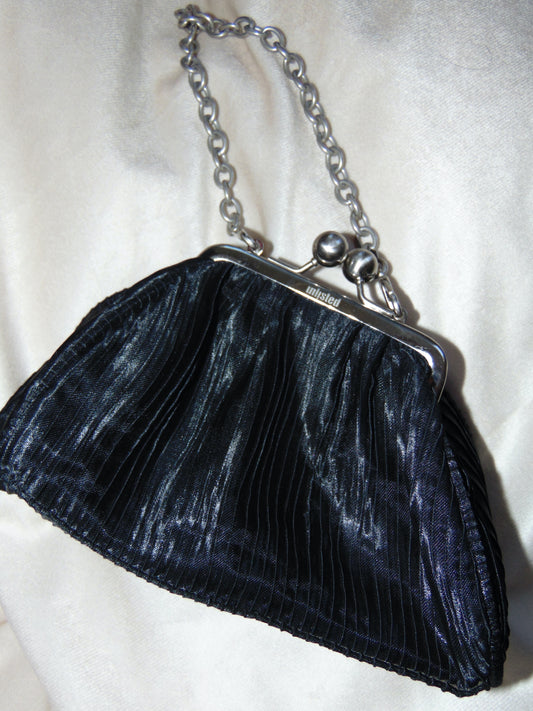 UNLISTED MINI BLACK PLEATED EVENING BAG