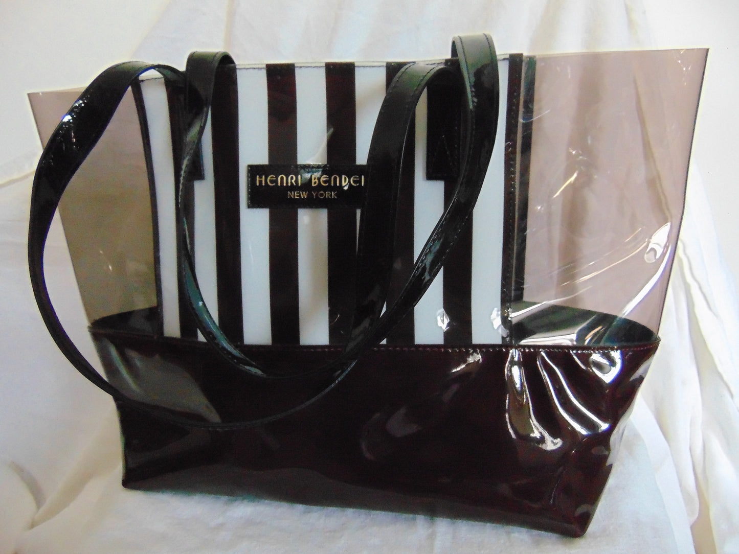 ICONIC HENRI BENDEL CENTENNIAL STRIPE PVC TOTE BAG