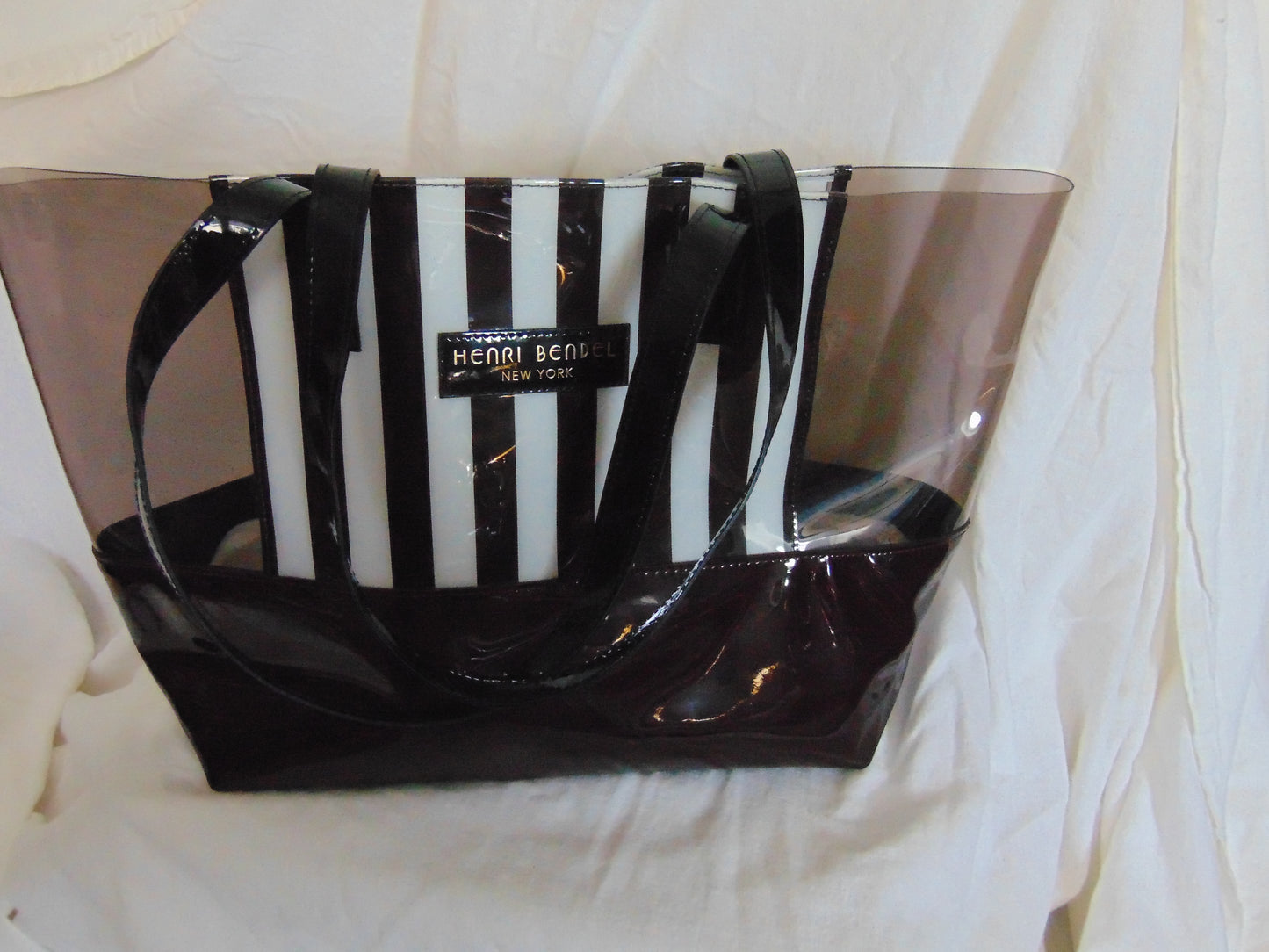ICONIC HENRI BENDEL CENTENNIAL STRIPE PVC TOTE BAG