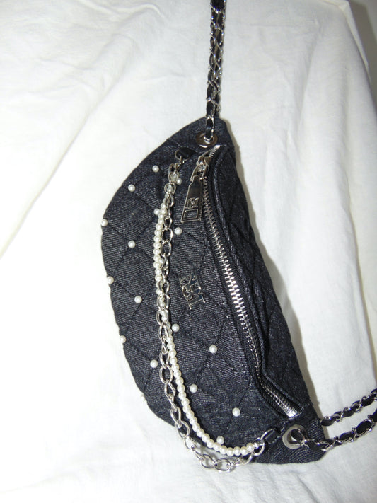 BADGLEY MISCHKA DENIM QUILTED FANNY PACK