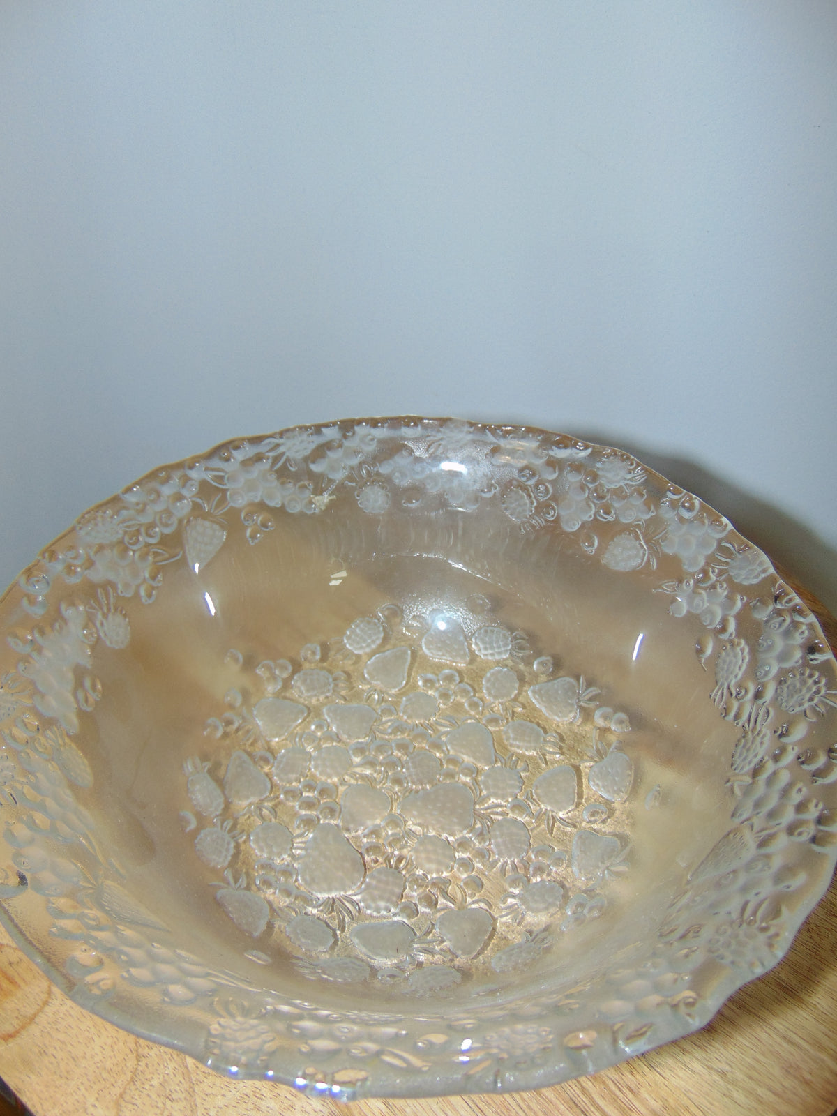 Vintage Mikasa Strawberry Fare Clear + Frosted Glass Bowl