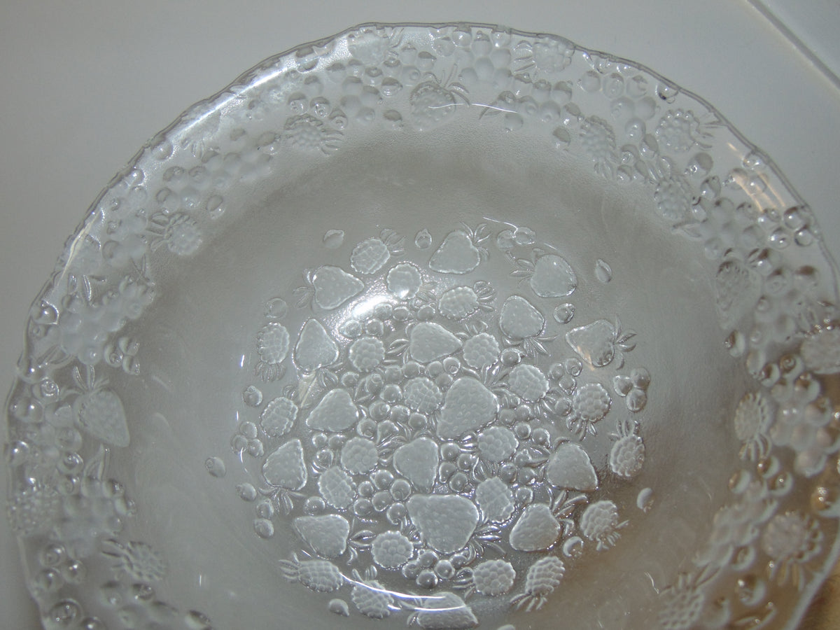 Vintage Mikasa Strawberry Fare Clear + Frosted Glass Bowl