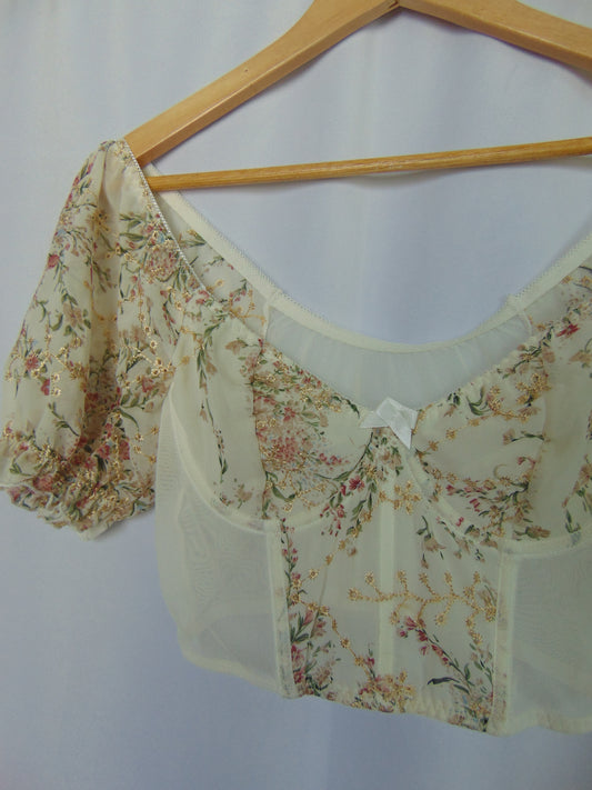 MESH EMBROIDERED FLORAL BUSTIER