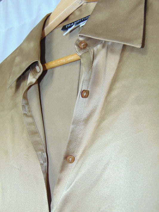 LONGSLEEVE GOLD 100%SILK BLOUSE