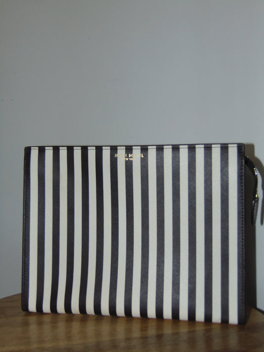 EXTREMELY RARE, ICONIC HENRI BENDEL CENTENNIA STRIPE WEST 57TH COSMETIC CLUTCH