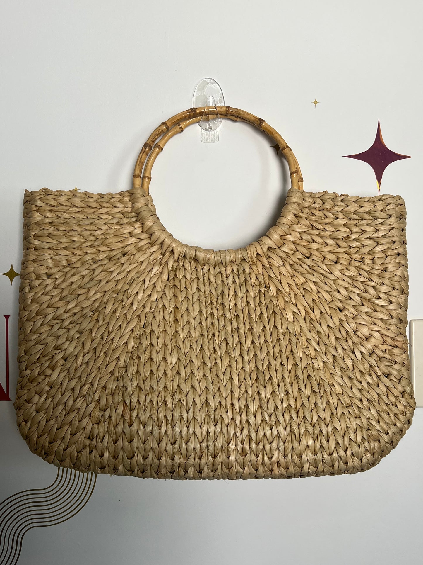 VINTAGE GAP XL WICKER BEACH TOTE