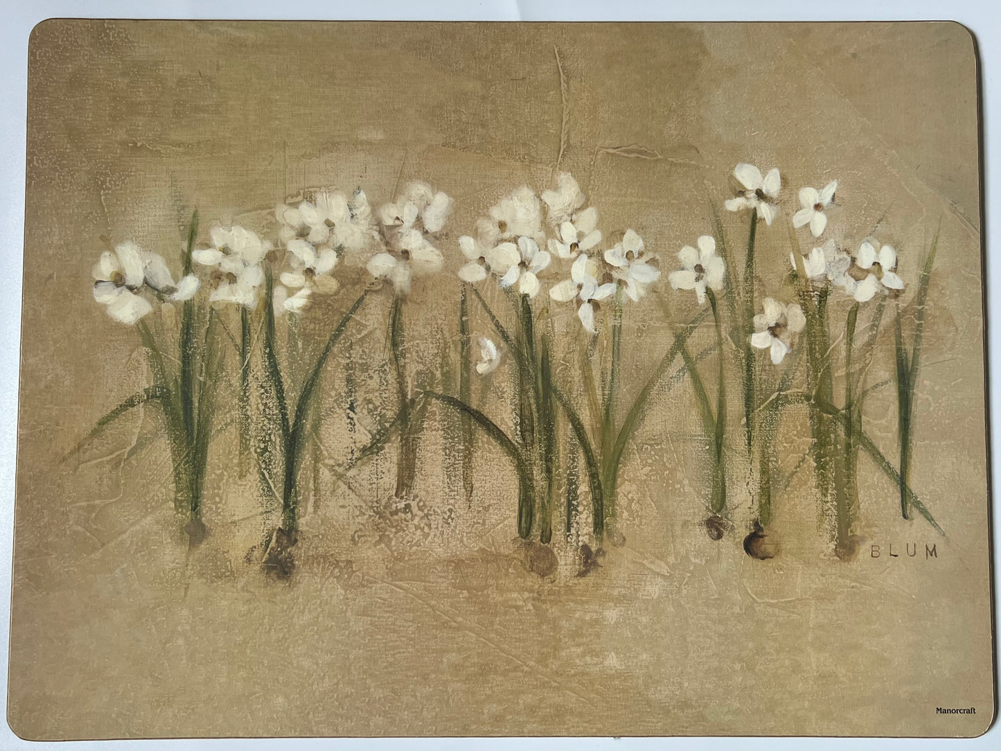 CHERI BLUM "NARCISSUS AND ORCHID" CORK PLACEMATS