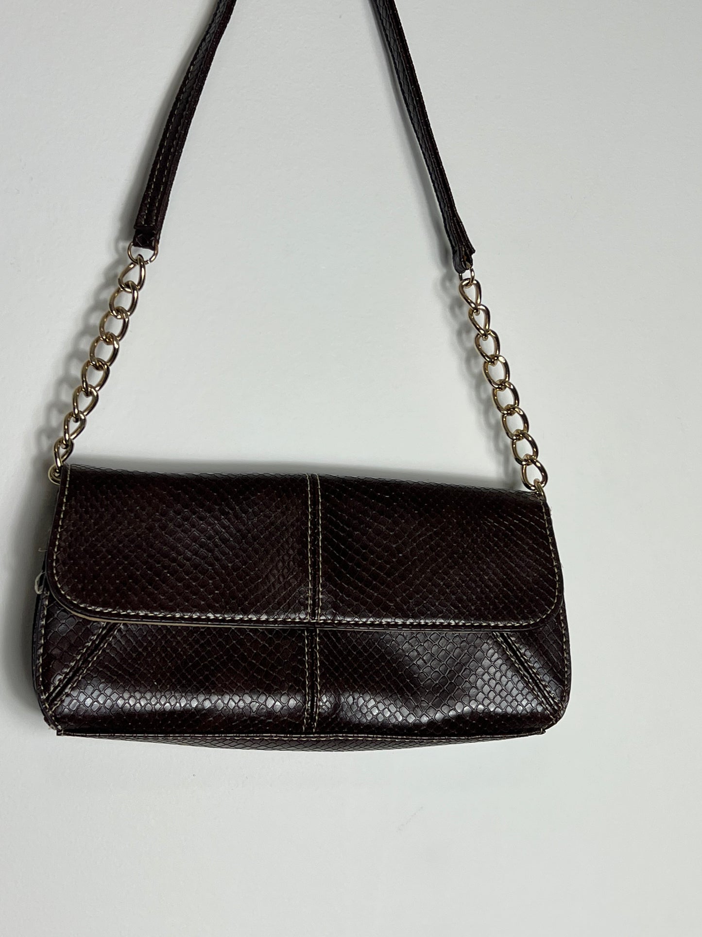 LIZ CLAIBORNE BROWN CROC SHOULDER BAG