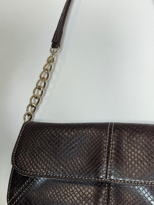 LIZ CLAIBORNE BROWN CROC SHOULDER BAG