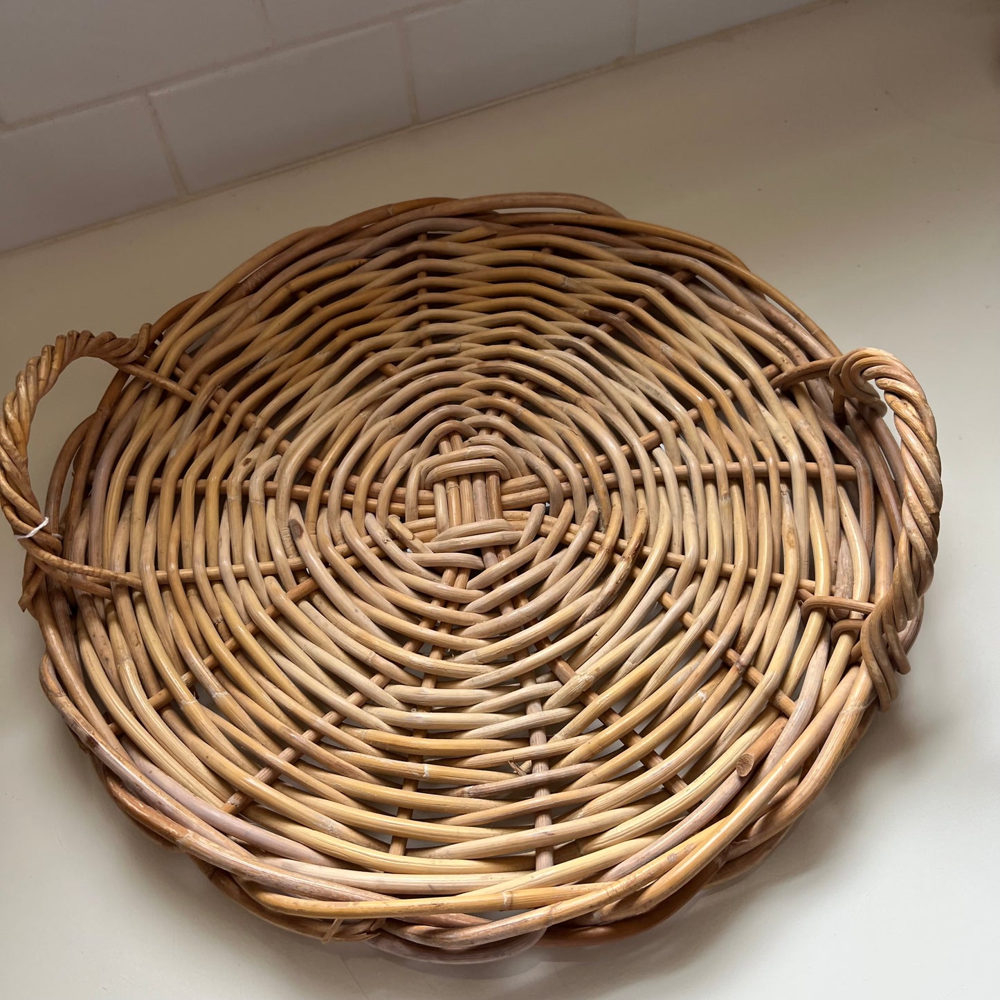 NATURAL BAMBOO WICKER BRAIDED SERVING TRAY