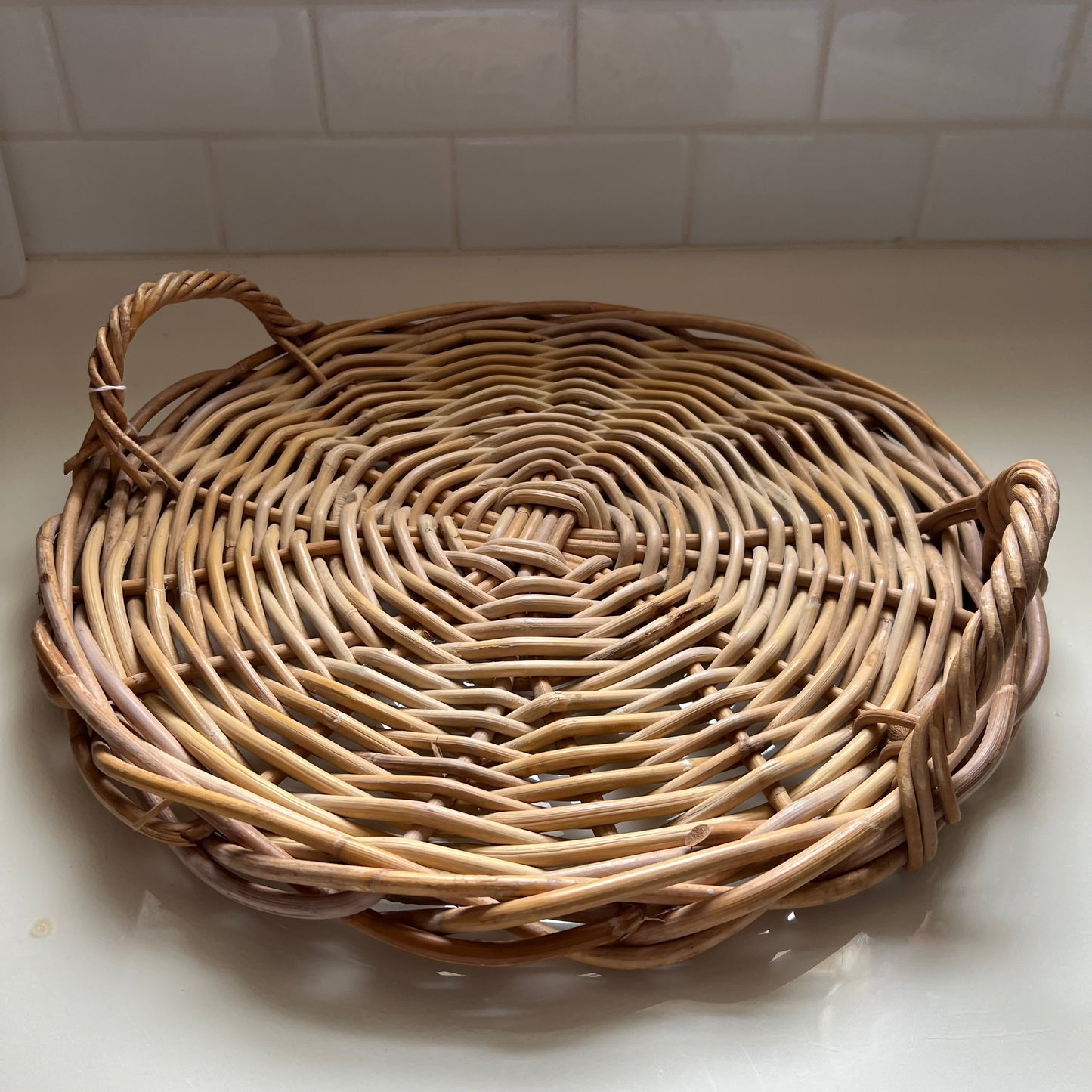 NATURAL BAMBOO WICKER BRAIDED SERVING TRAY