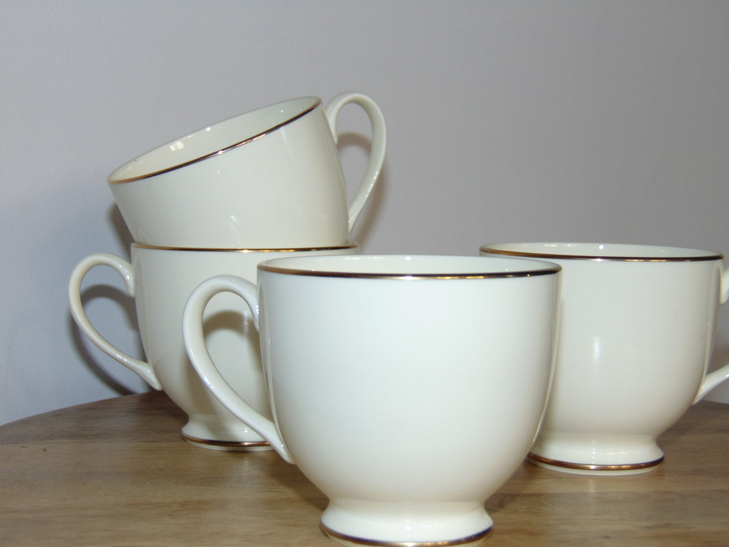 Pfaltzgraff Royale Cream American Bone China with Gold Trim Footed Teacups