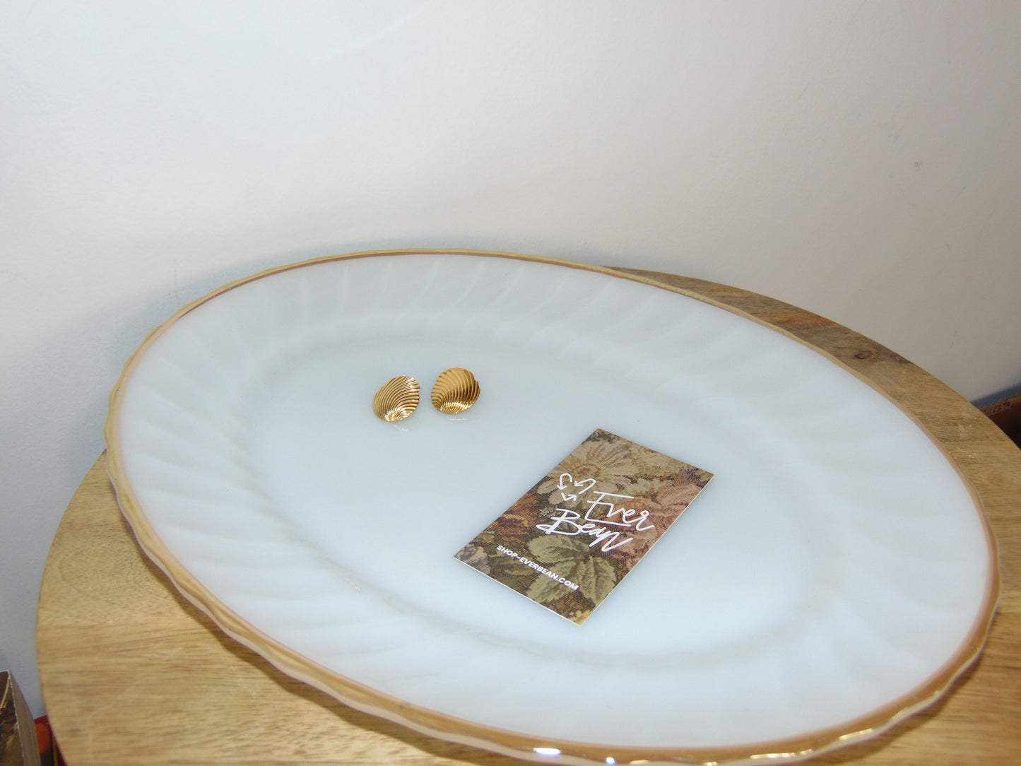 Anchor Hocking White Milk Glass Tray with Gold Trim