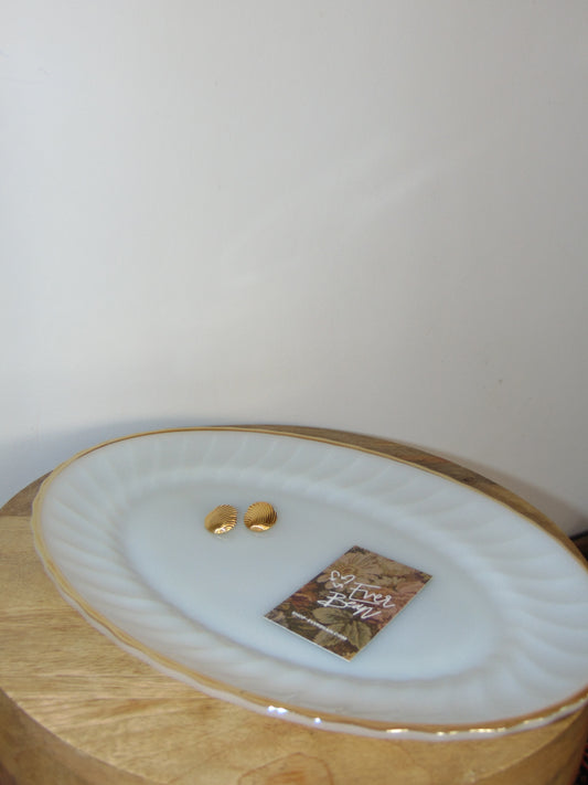 Anchor Hocking White Milk Glass Tray with Gold Trim