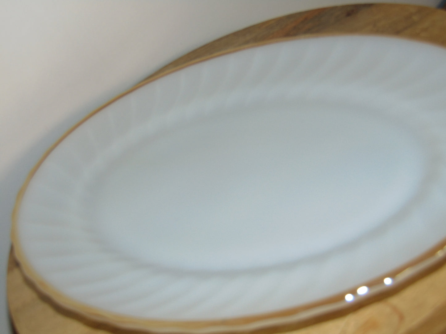 Anchor Hocking White Milk Glass Tray with Gold Trim