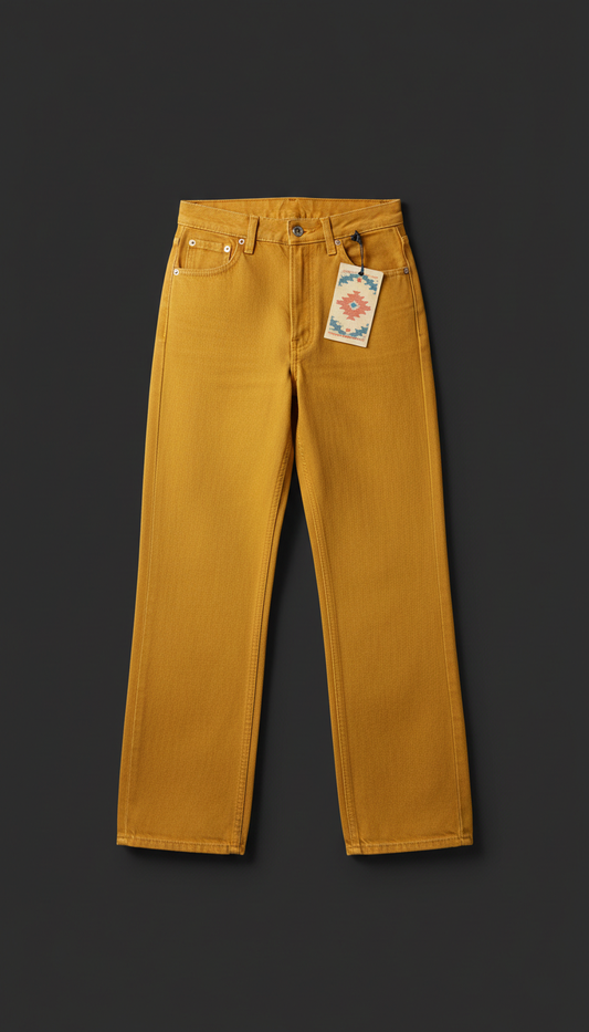 Retro Gold High-Waisted Denim Jeans