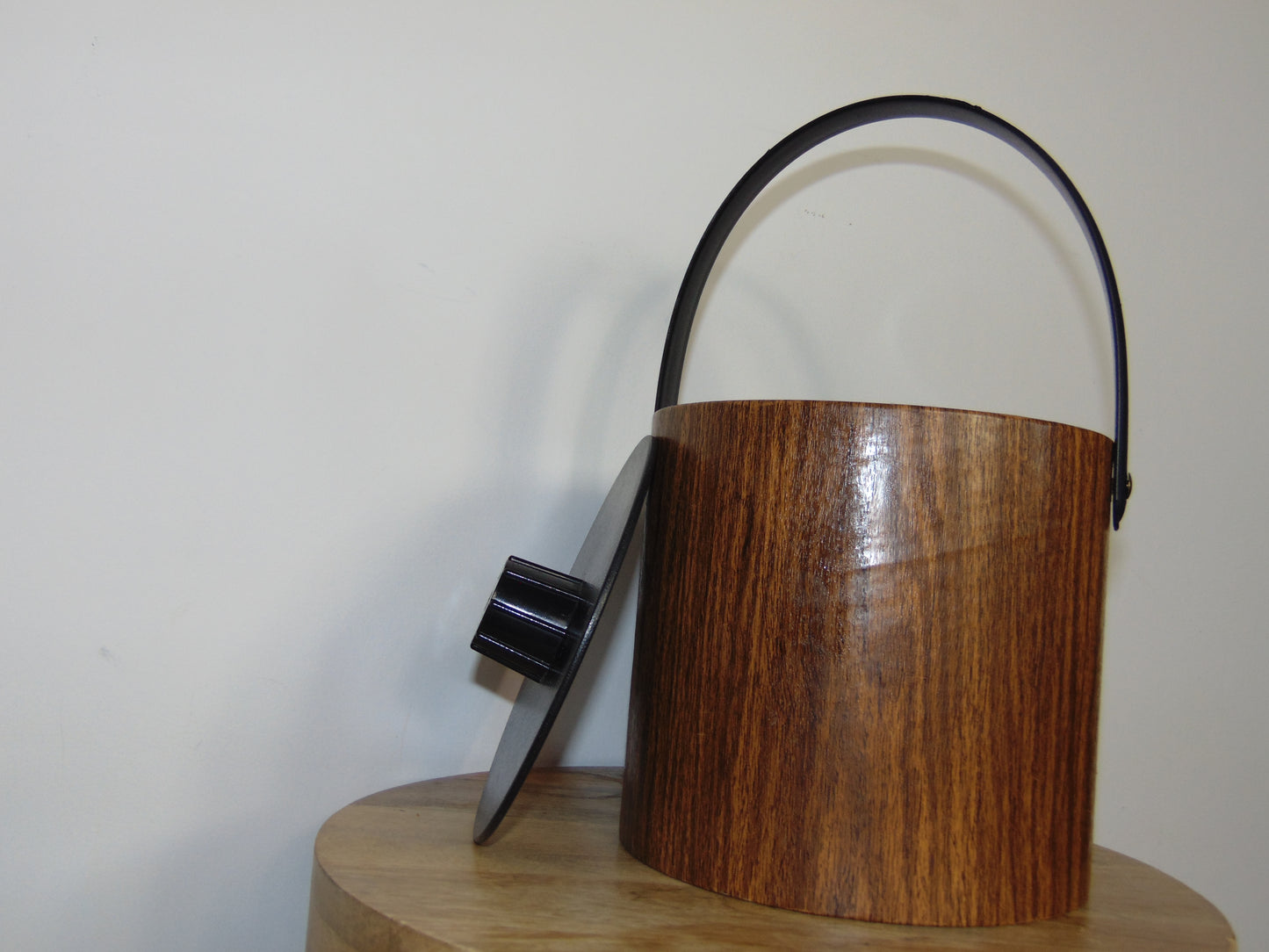 MCM Faux Wood Vinyl Insulated Ice Bucket With Lid