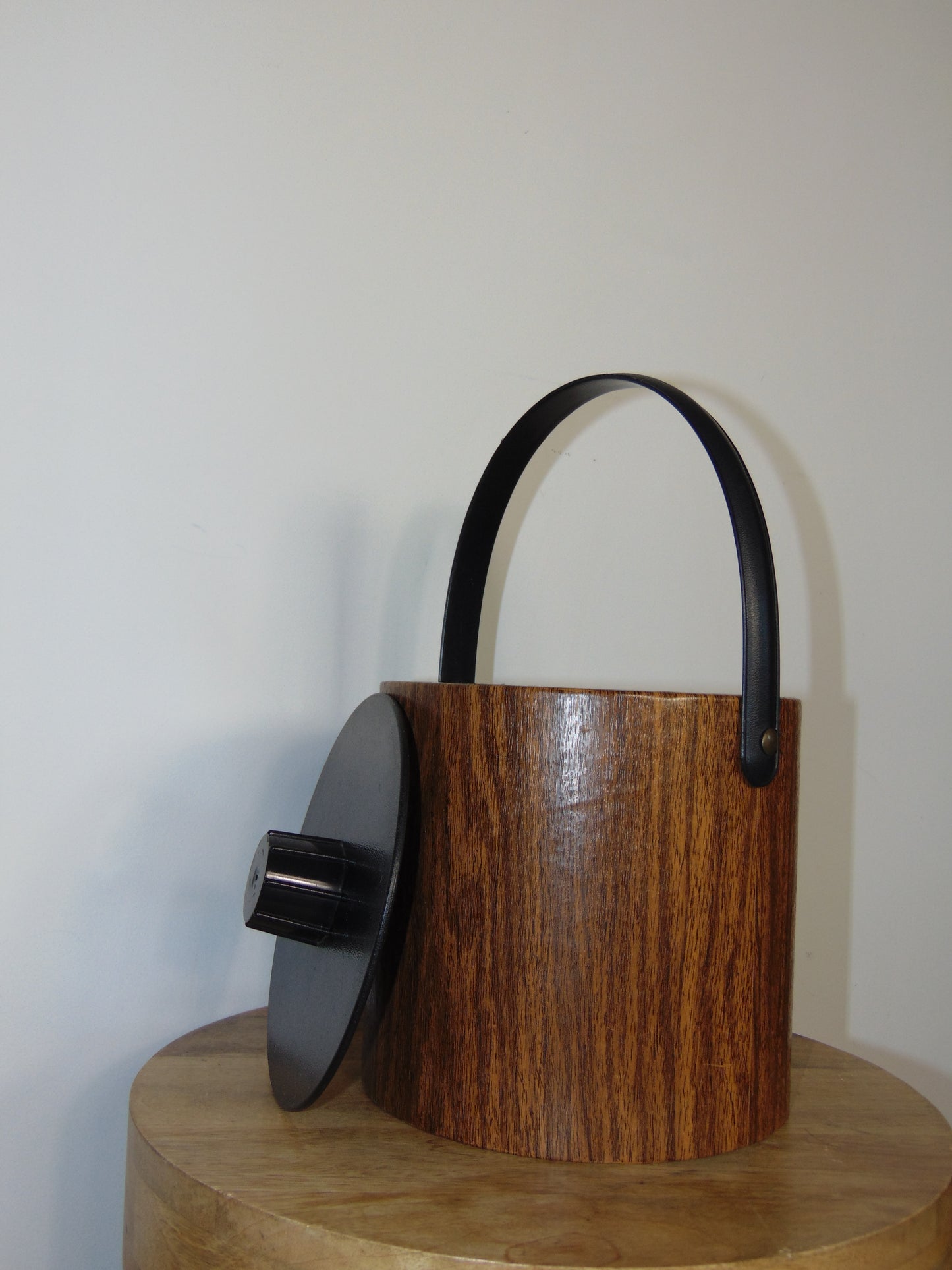 MCM Faux Wood Vinyl Insulated Ice Bucket With Lid