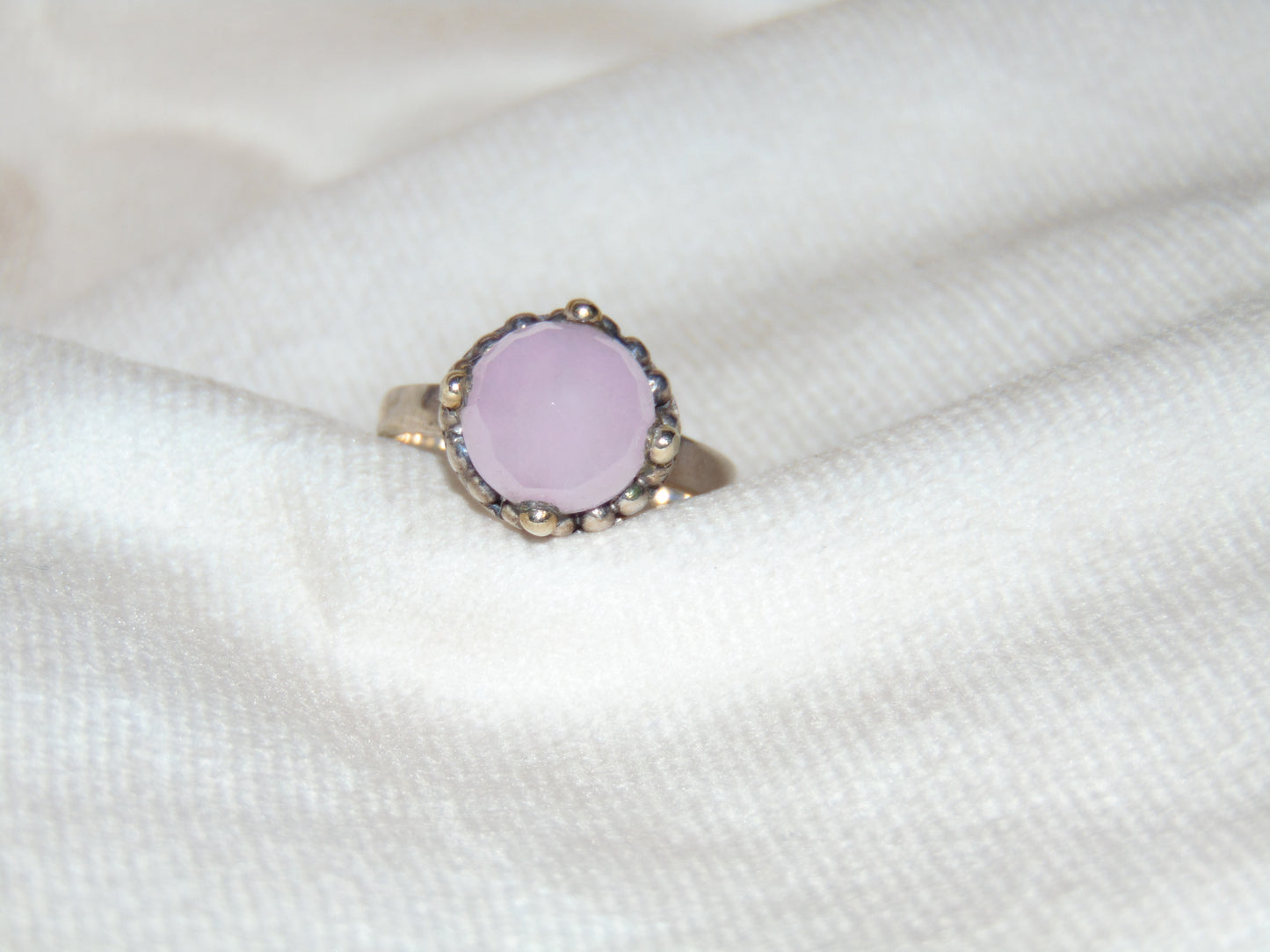 STERLING SILVER PINK OPAL RING
