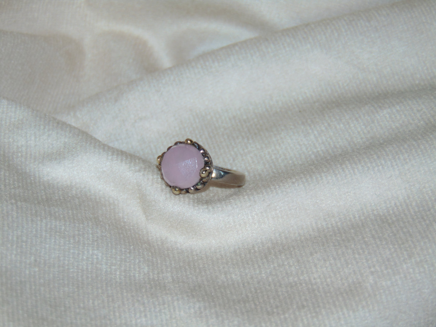 STERLING SILVER PINK OPAL RING