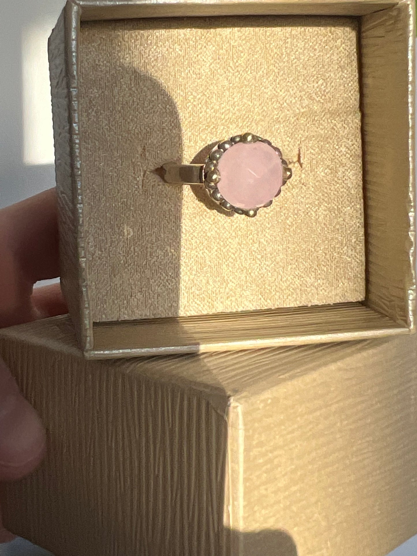 STERLING SILVER PINK OPAL RING