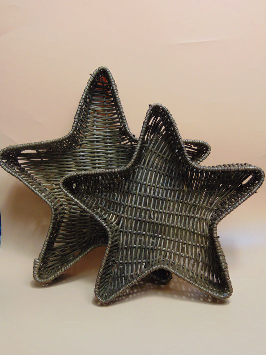 1980's Vintage Wicker Star Nesting Baskets